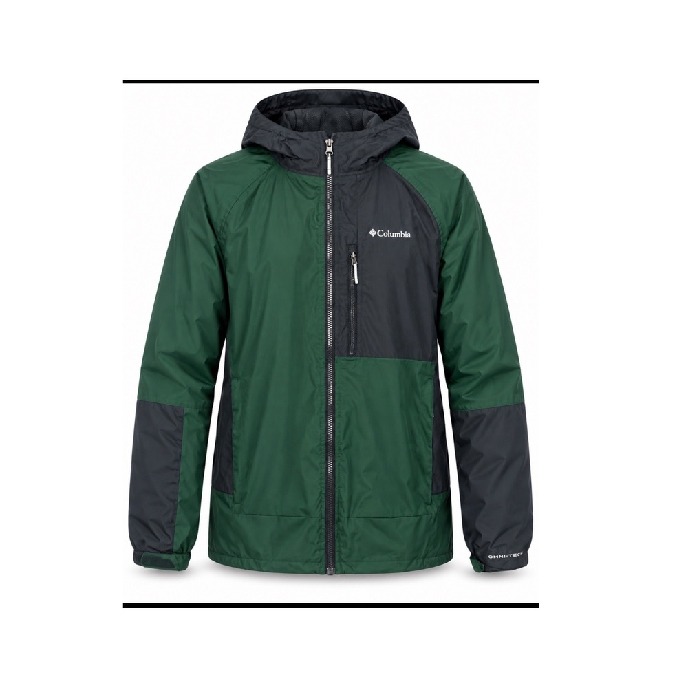 Columbia Omni-Tech Omni-Heat Hooded Jacket Green Black Waterproof